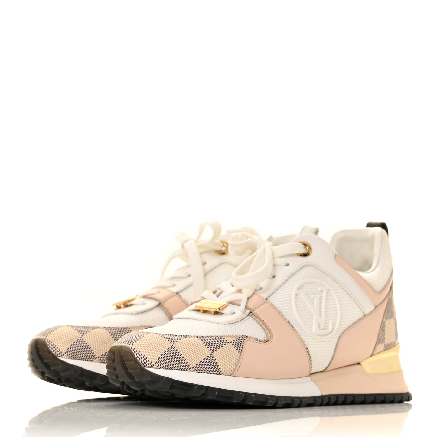 Calfskin Damier Azur Run Away Sneakers 37 White