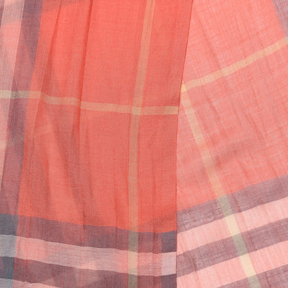 Burberry Linen Giant Check Scarf Coral 4 of 5