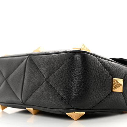 Valentino Garavani Grained Calfskin Medium Roman Stud Shoulder Bag Black 9 of 12