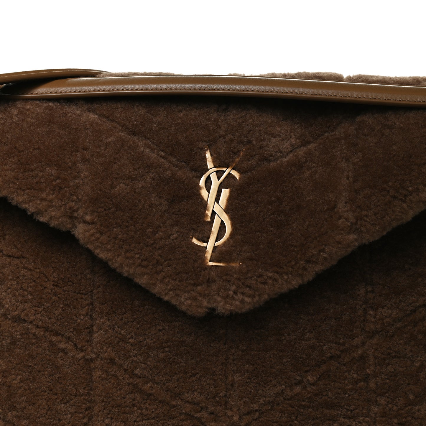 Shearling Quilted Medium Loulou Monogram Chain Satchel Natural Brown