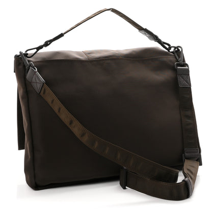 Fendi Econyl Nylon Cuoio Romano Monochrome Large Baguette Messenger Bag Ebano 3 of 10