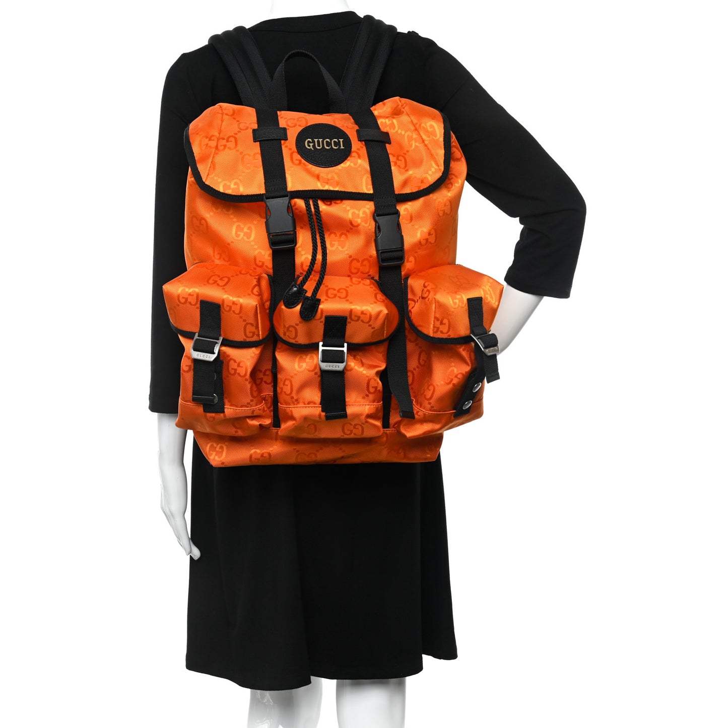 Econyl Nylon Monogram Off The Grid Utility Pocket Backpack Carrot Orange Black