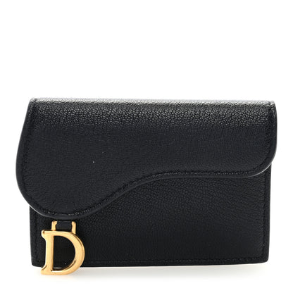Christian Dior Goatskin Saddle Card Holder Black 1 of 6