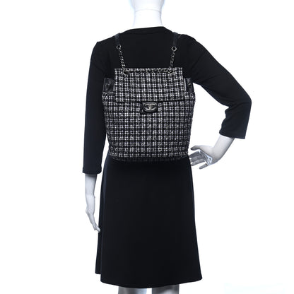 Chanel Tweed Large Urban Spirit Backpack Black White 3 of 9