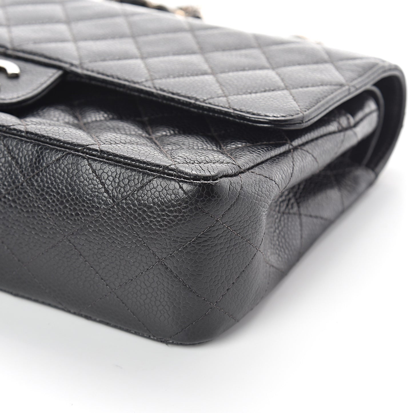 Caviar Quilted Medium Double Flap Black