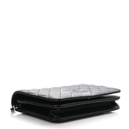 Chanel Lambskin Quilted Diamond CC Wallet On Chain WOC Black 4 of 12
