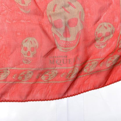 Alexander McQueen Silk Chiffon Skull Scarf Red Ivory 2 of 3