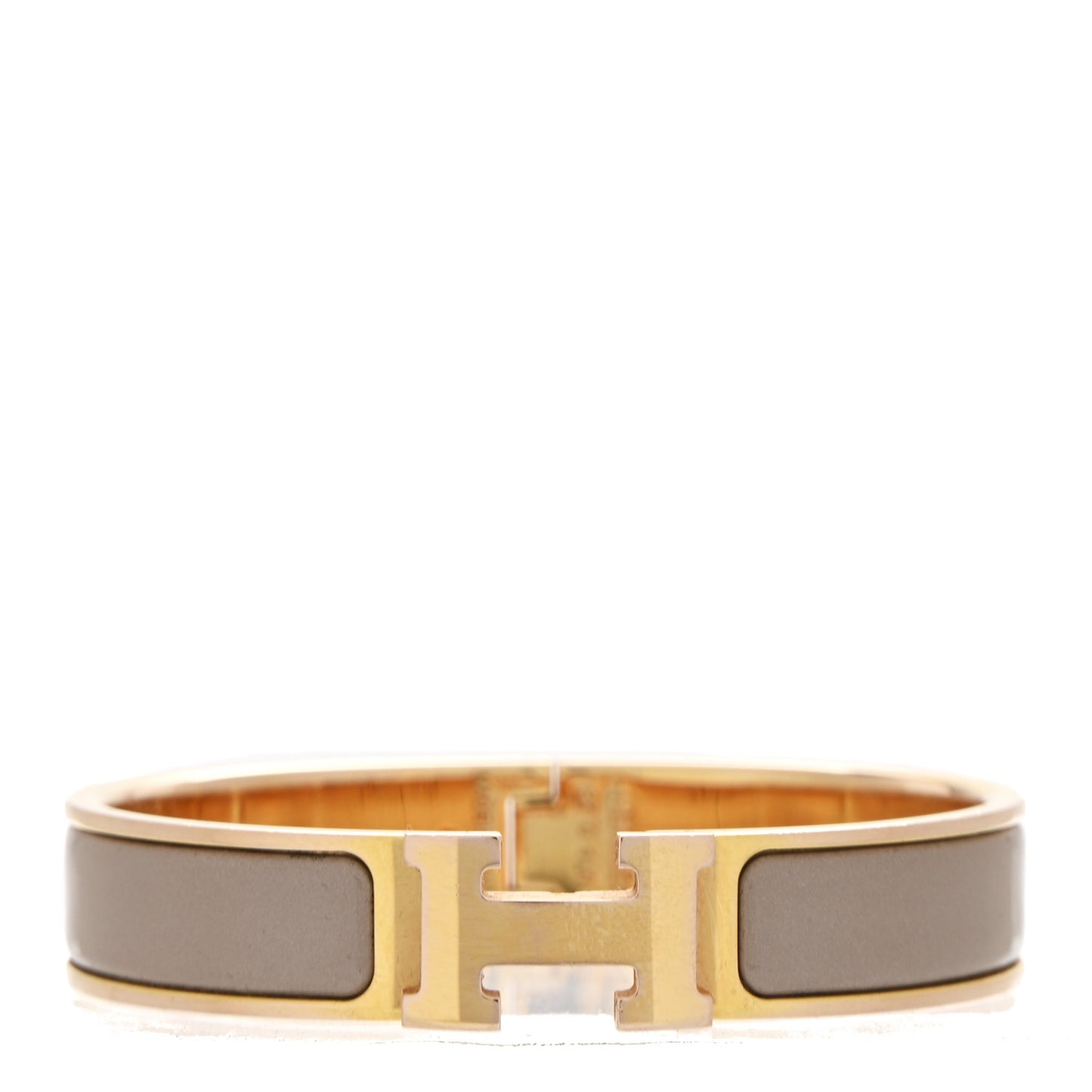 Enamel Narrow Clic Clac H Bracelet PM Marron Glace