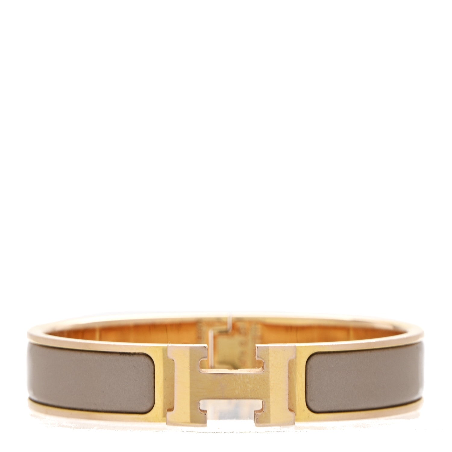 Hermes Enamel Narrow Clic Clac H Bracelet PM Marron Glace 1 of 4