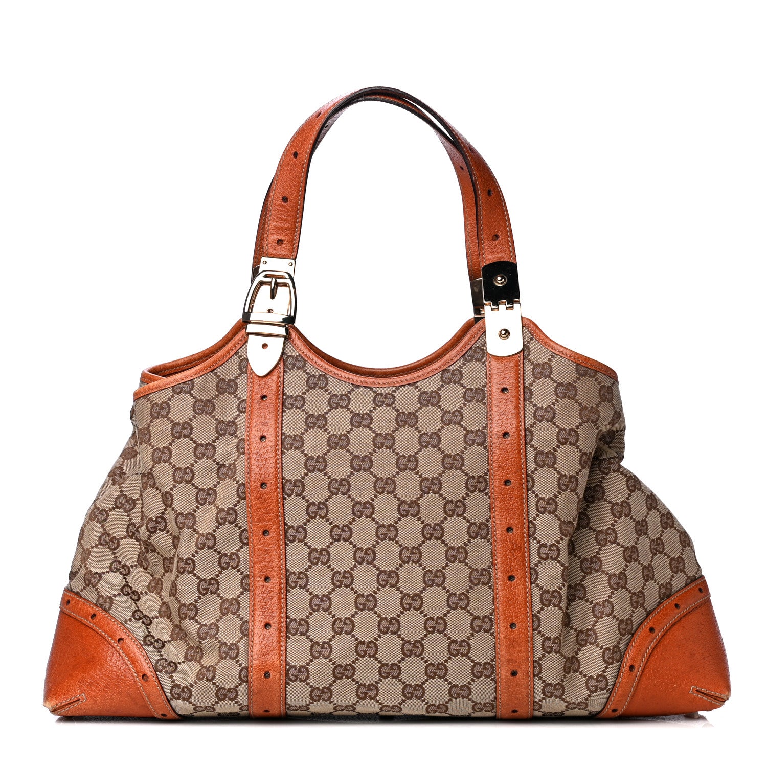 Gucci Monogram Horsebit Large Glam Shoulder Bag Brown 1 of 14