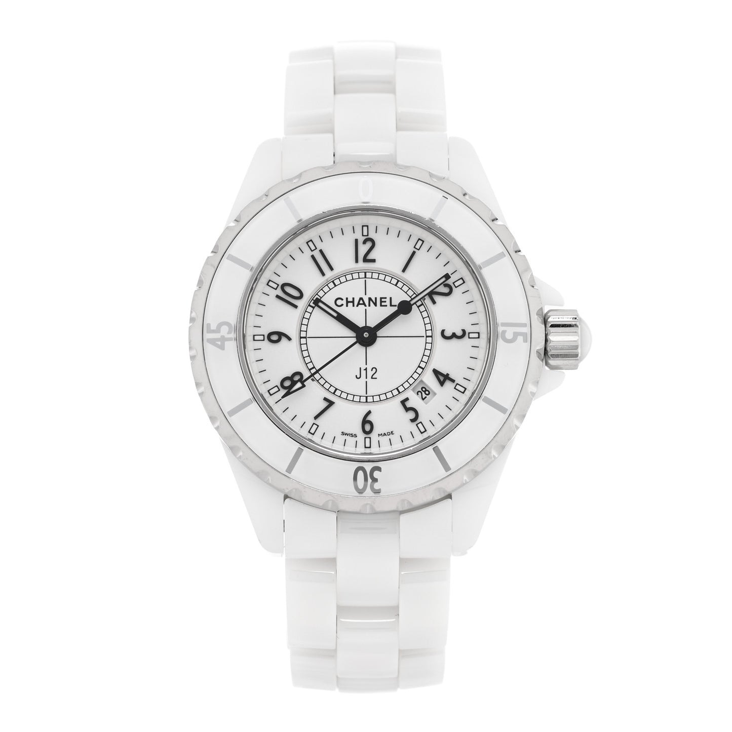 Stainless Steel Ceramic 33mm J12 Quartz Watch White