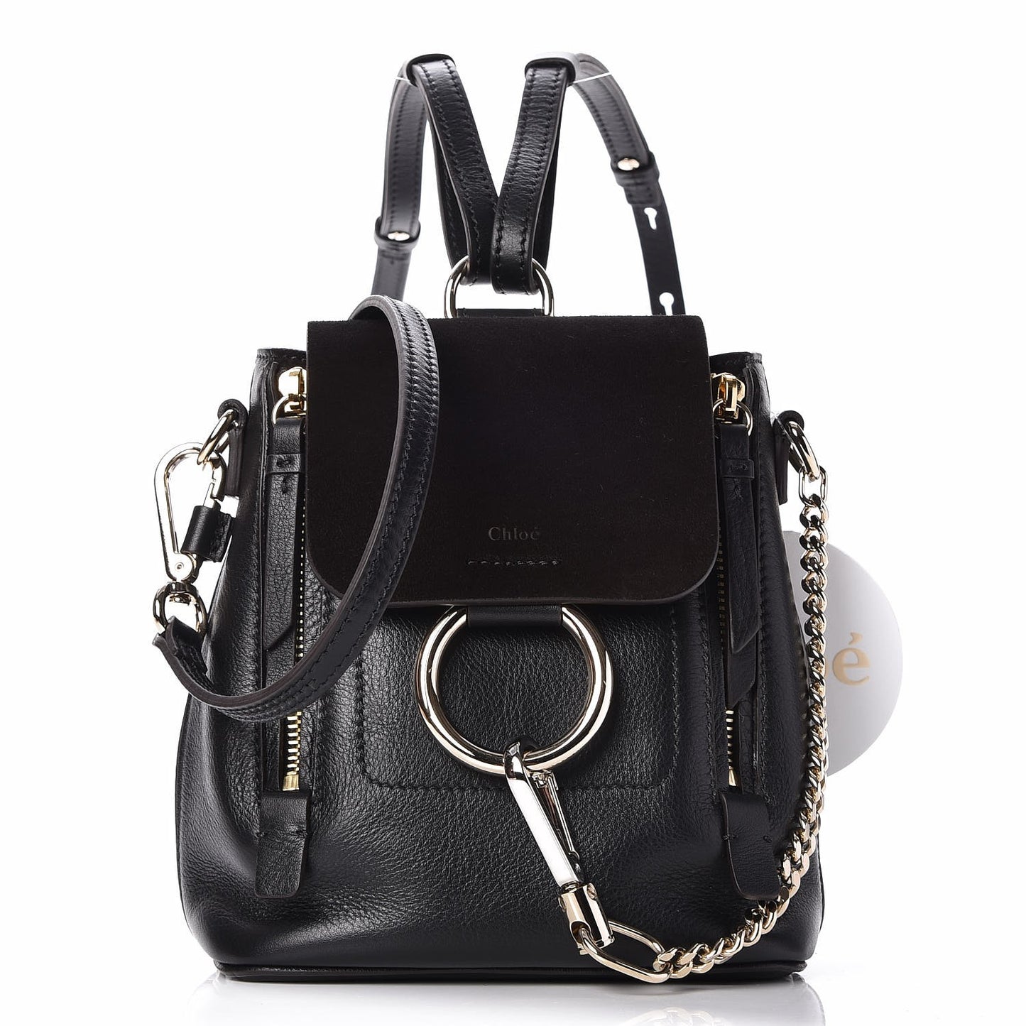 Suede Calfskin Mini Faye Backpack Black