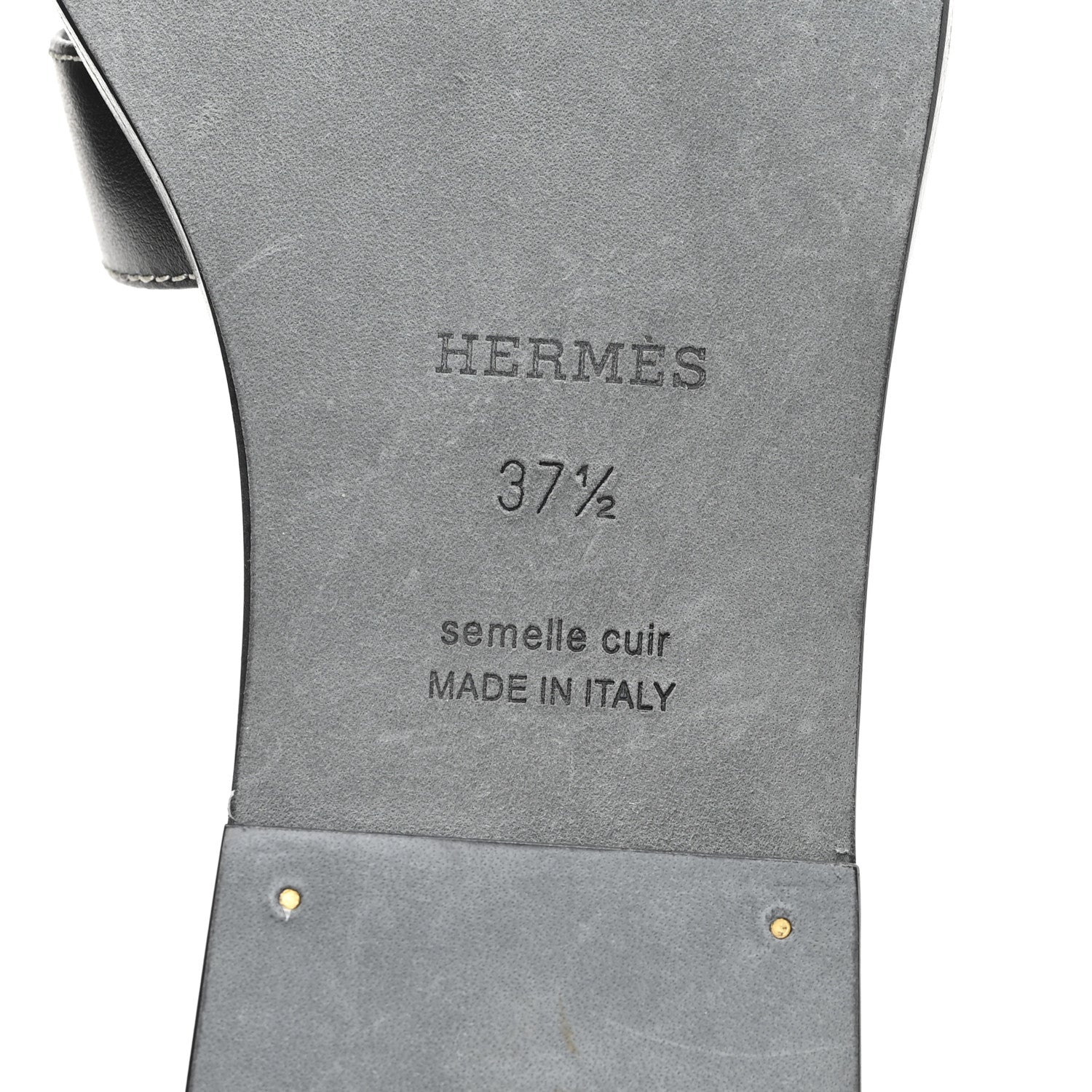Hermes Box Calfskin Oran Sandals 37.5 Black 7 of 10