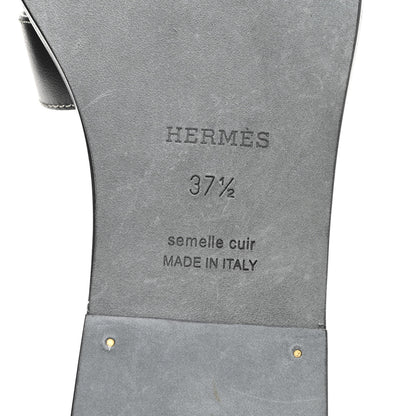 Hermes Box Calfskin Oran Sandals 37.5 Black 7 of 10