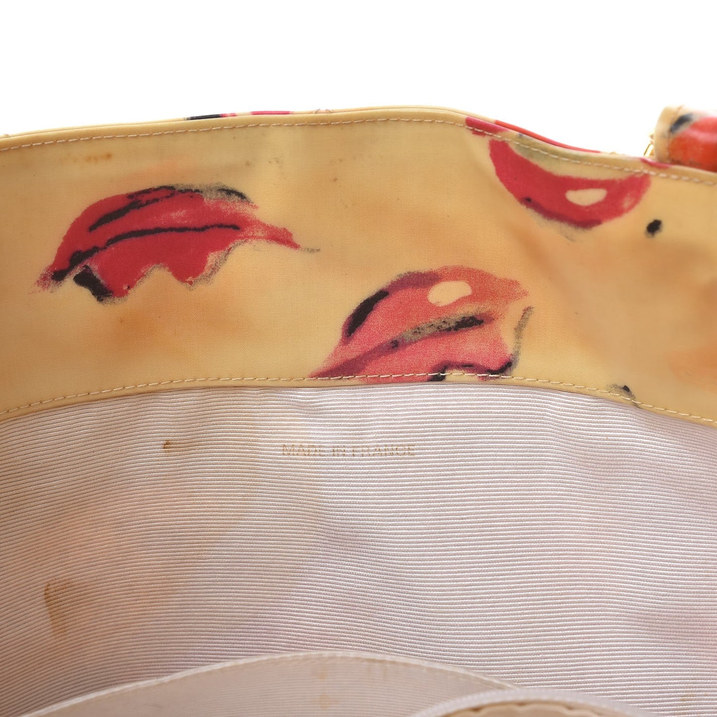 Coated Canvas Quilted Lips and Kisses Graffiti XL Tote Beige
