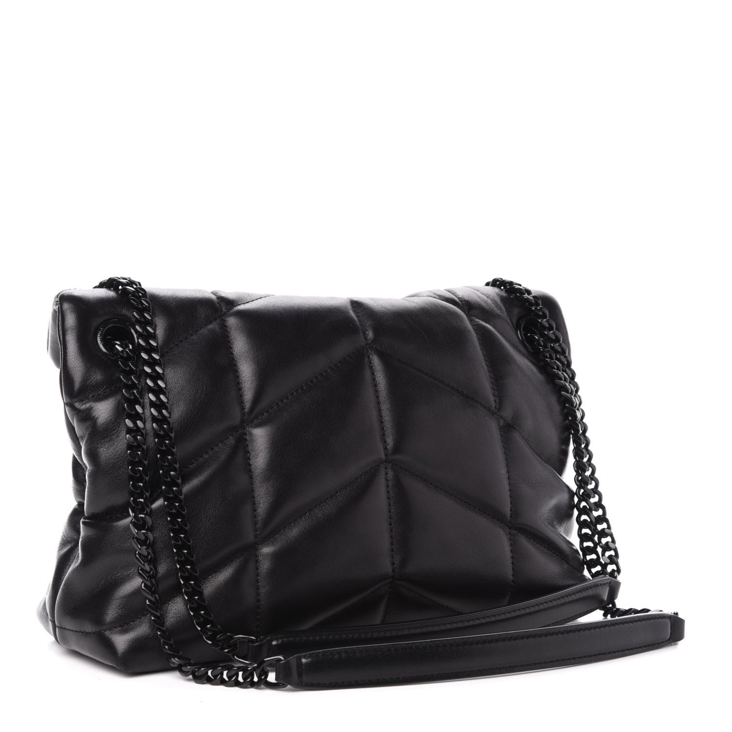 Saint Laurent Lambskin Quilted Small Loulou Puffer Monogram Chain Satchel Black 4 of 12