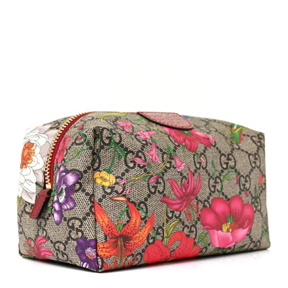 Gucci Soft GG Supreme Monogram Flora Calfskin Medium Ophidia Cosmetic Case Beige Ebony Multicolor Rosso 3 of 11