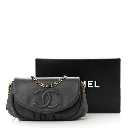 Chanel Lambskin Quilted Half Moon Wallet On Chain WOC Dark Grey 12 of 12