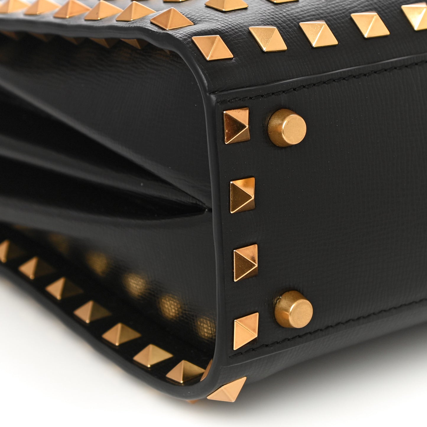 Grainy Calfskin Small Rockstud Allover Alcove Top-Handle Flap Bag Black