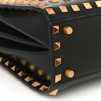 Valentino Garavani Grainy Calfskin Small Rockstud Allover Alcove Top-Handle Flap Bag Black 4 of 8