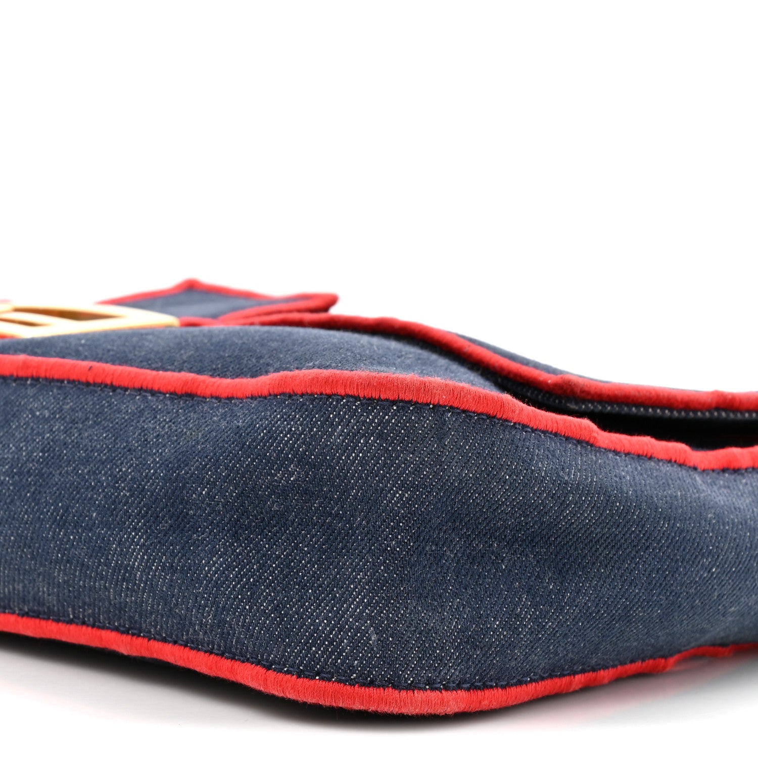 Fendi Denim Large Baguette Blue Rosso 9 of 16