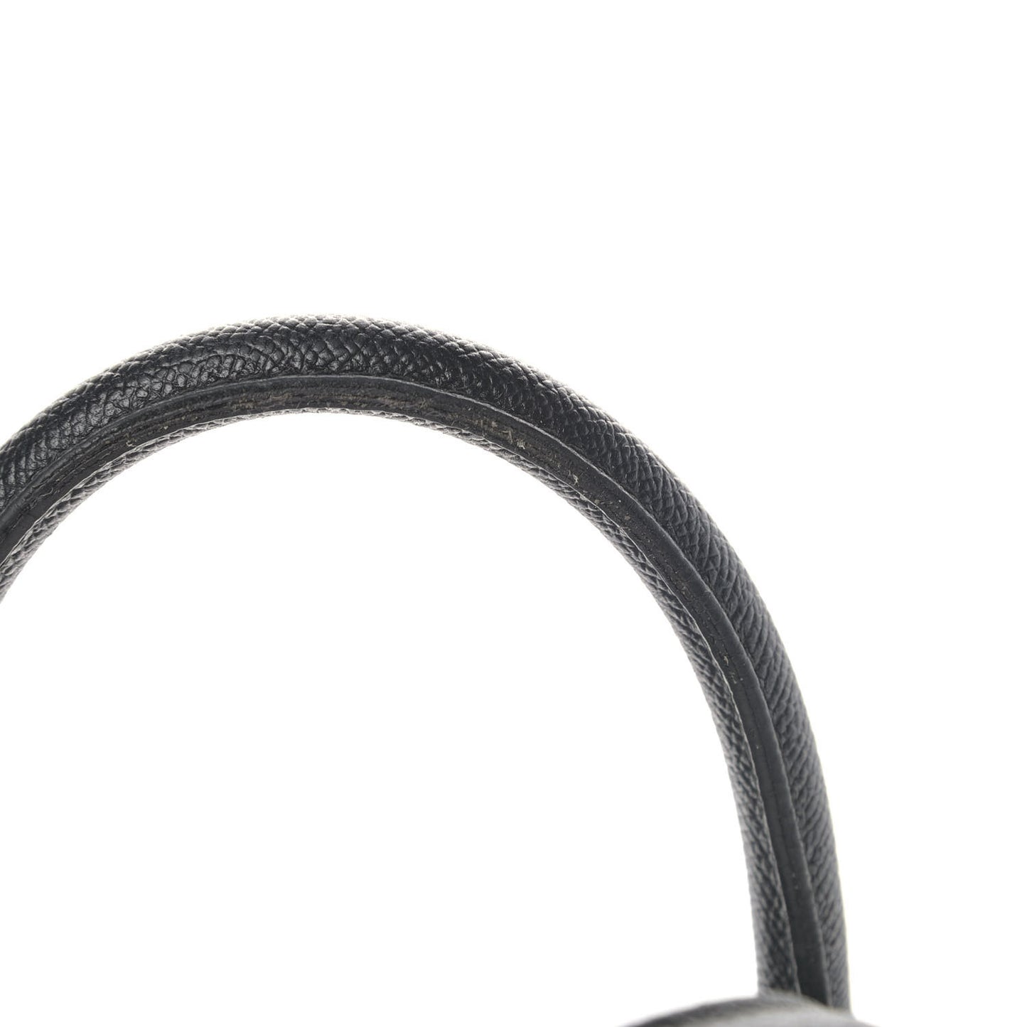Signature Grained Calfskin Logo S Ville Top Handle Bag Black