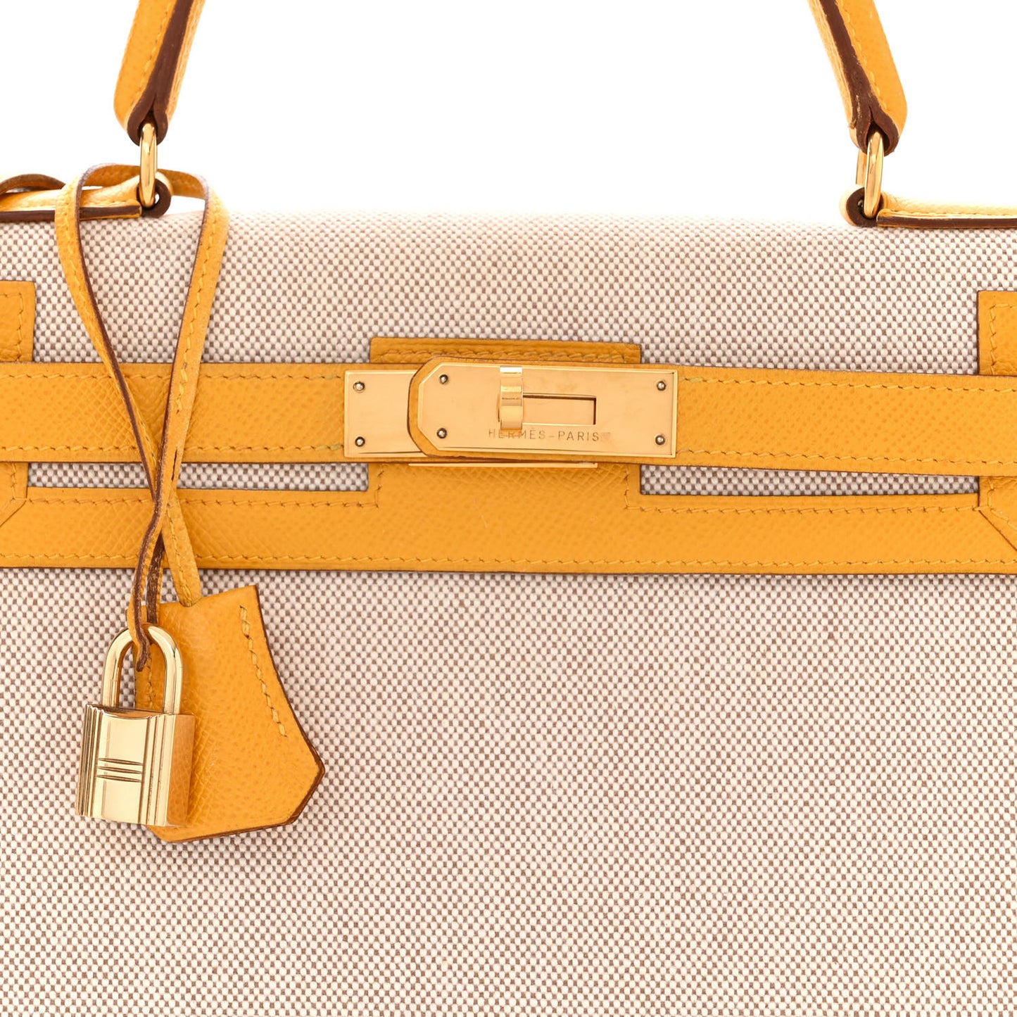 Toile H Epsom Kelly Sellier 28 Ecru Jaune Sable