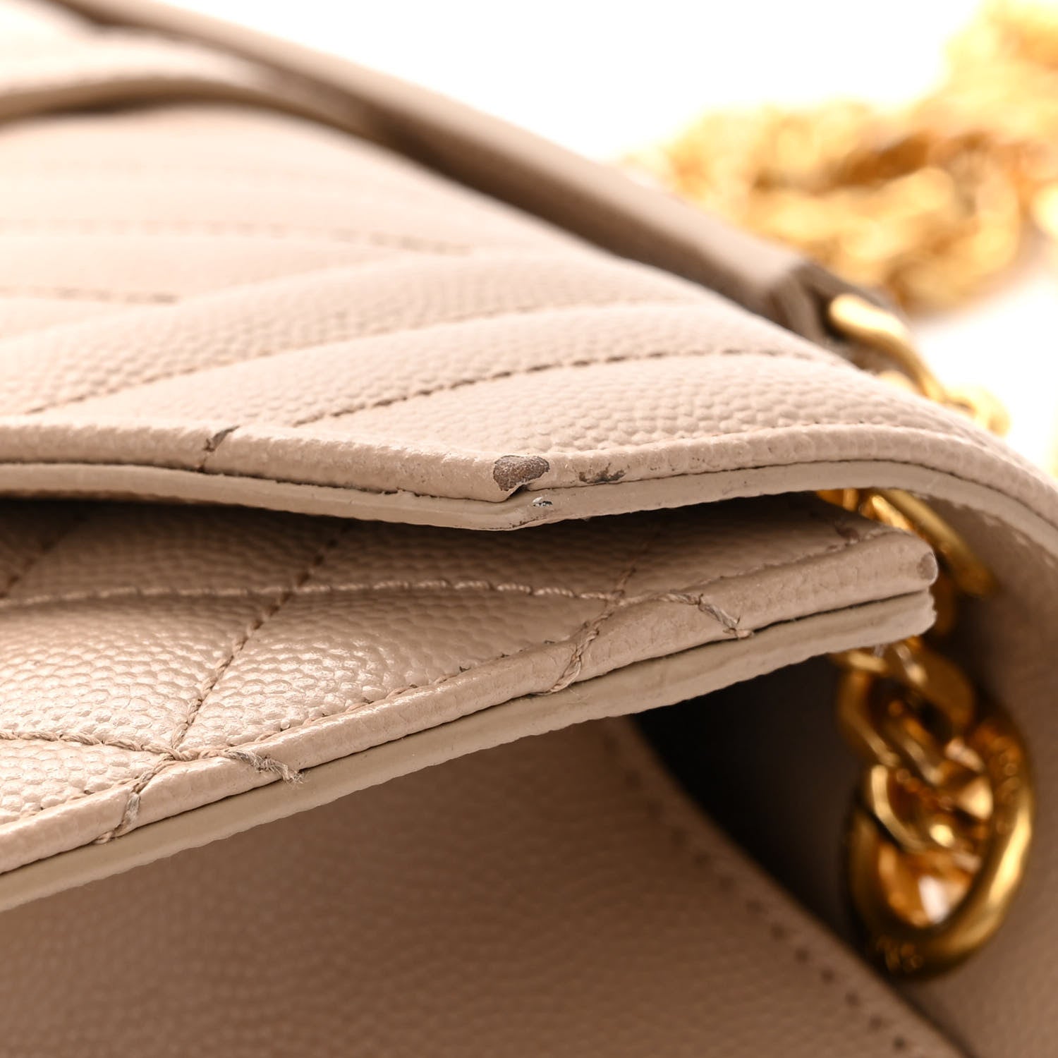 Saint Laurent Grain De Poudre Textured Mixed Matelasse Medium Triquilt Monogram Satchel Dark Beige 11 of 12