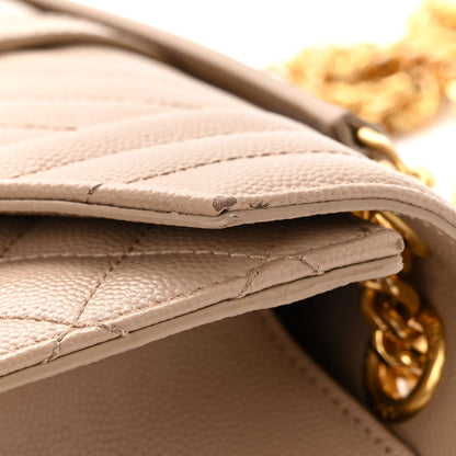 Saint Laurent Grain De Poudre Textured Mixed Matelasse Medium Triquilt Monogram Satchel Dark Beige 11 of 12