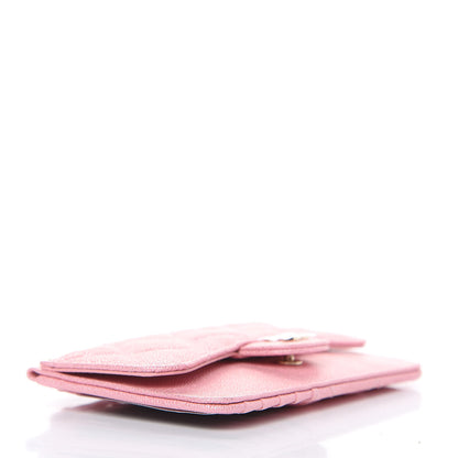 Chanel Iridescent Caviar Quilted Flap Zip Card Holder Pink 4 of 8