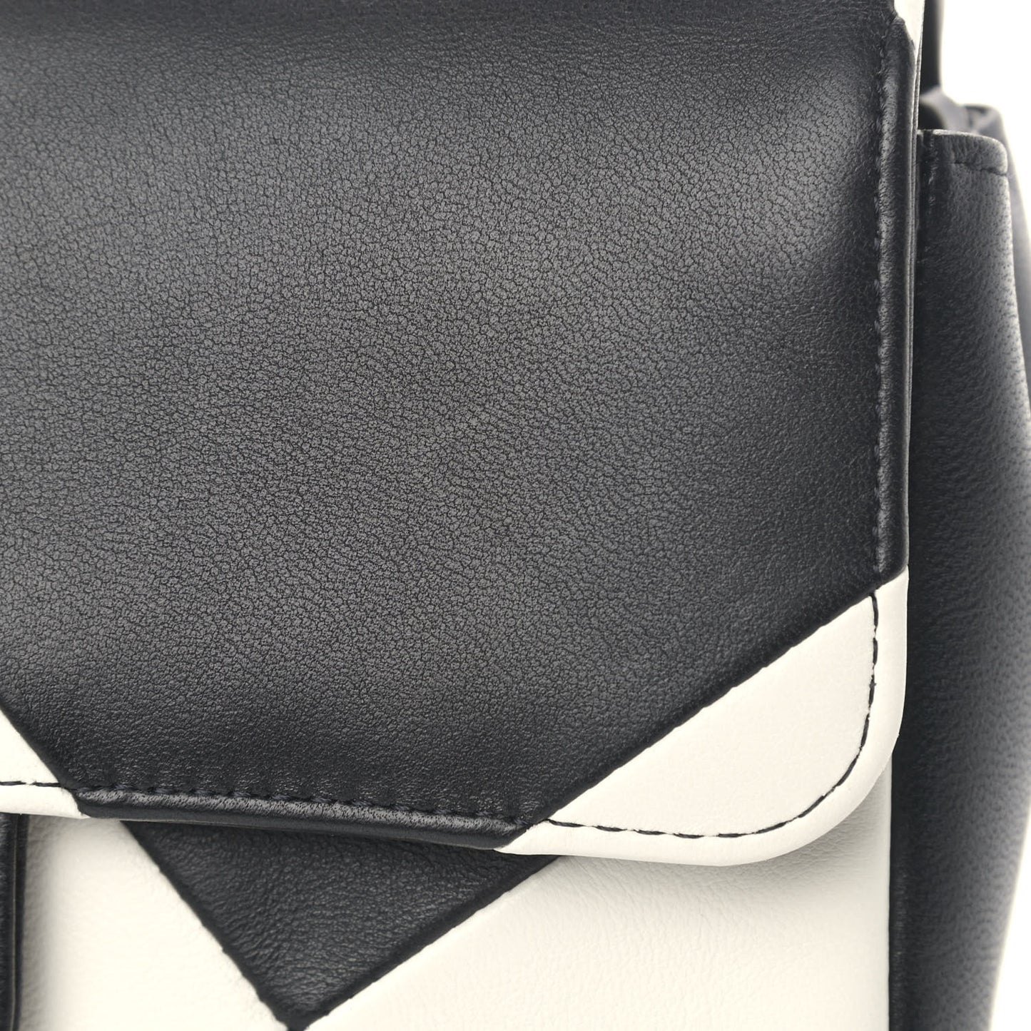 Lambskin Geometric Patchwork Mini Flap Black White