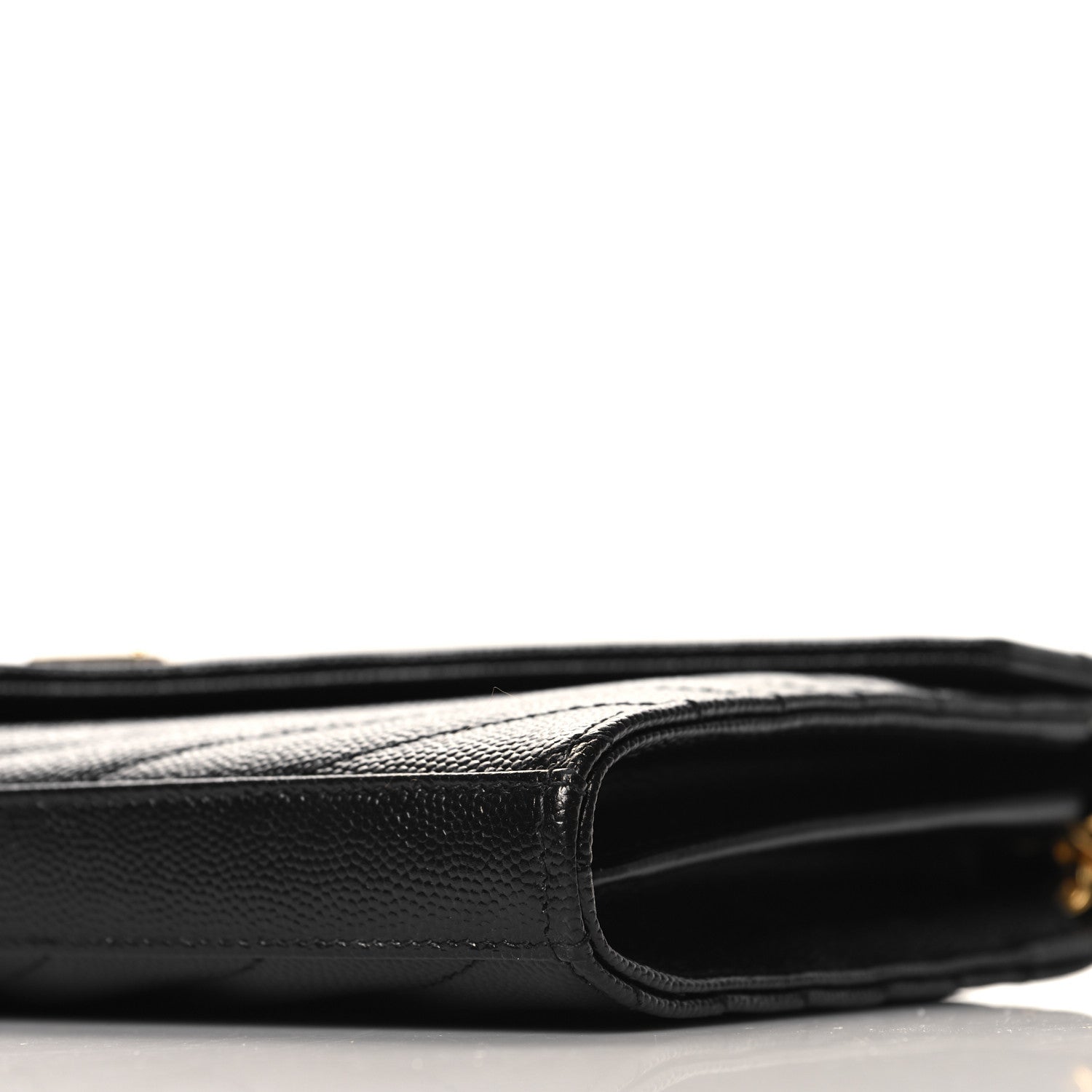 Saint Laurent Grain De Poudre Matelasse Chevron Monogram Chain Wallet Black 10 of 13