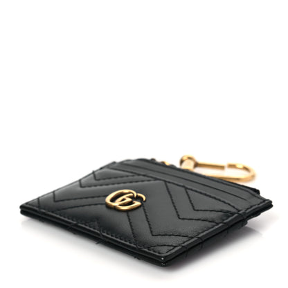 Gucci Calfskin Matelasse Chevron GG Marmont Key Case Card Holder Black 7 of 7