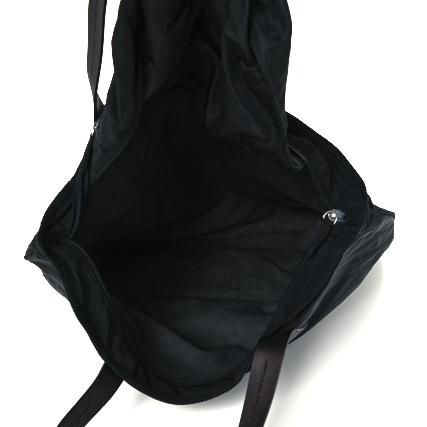 Tessuto Nylon Calfskin Shopping Tote Black