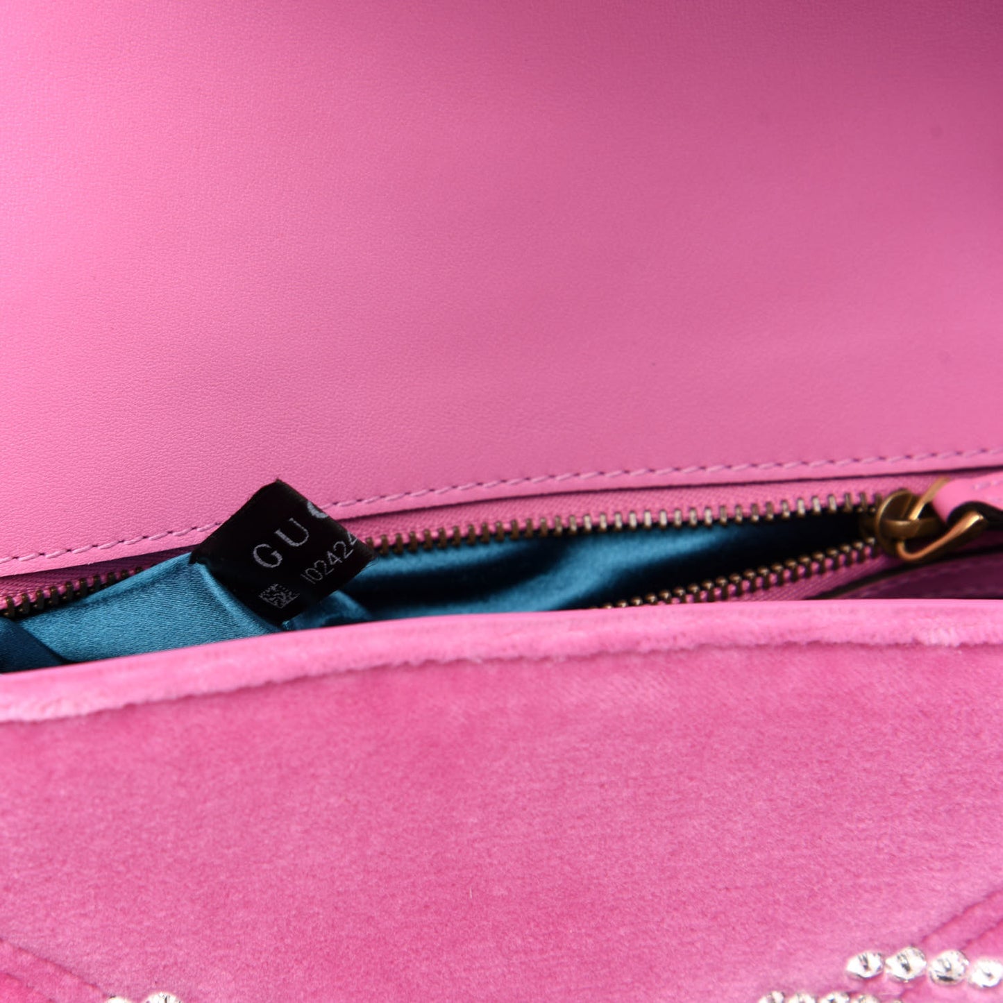 Velvet Matelasse Marquise Crystals Embroidered Small GG Marmont Shoulder Bag Malva