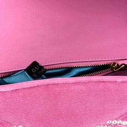 Gucci Velvet Matelasse Marquise Crystals Embroidered Small GG Marmont Shoulder Bag Malva 9 of 12