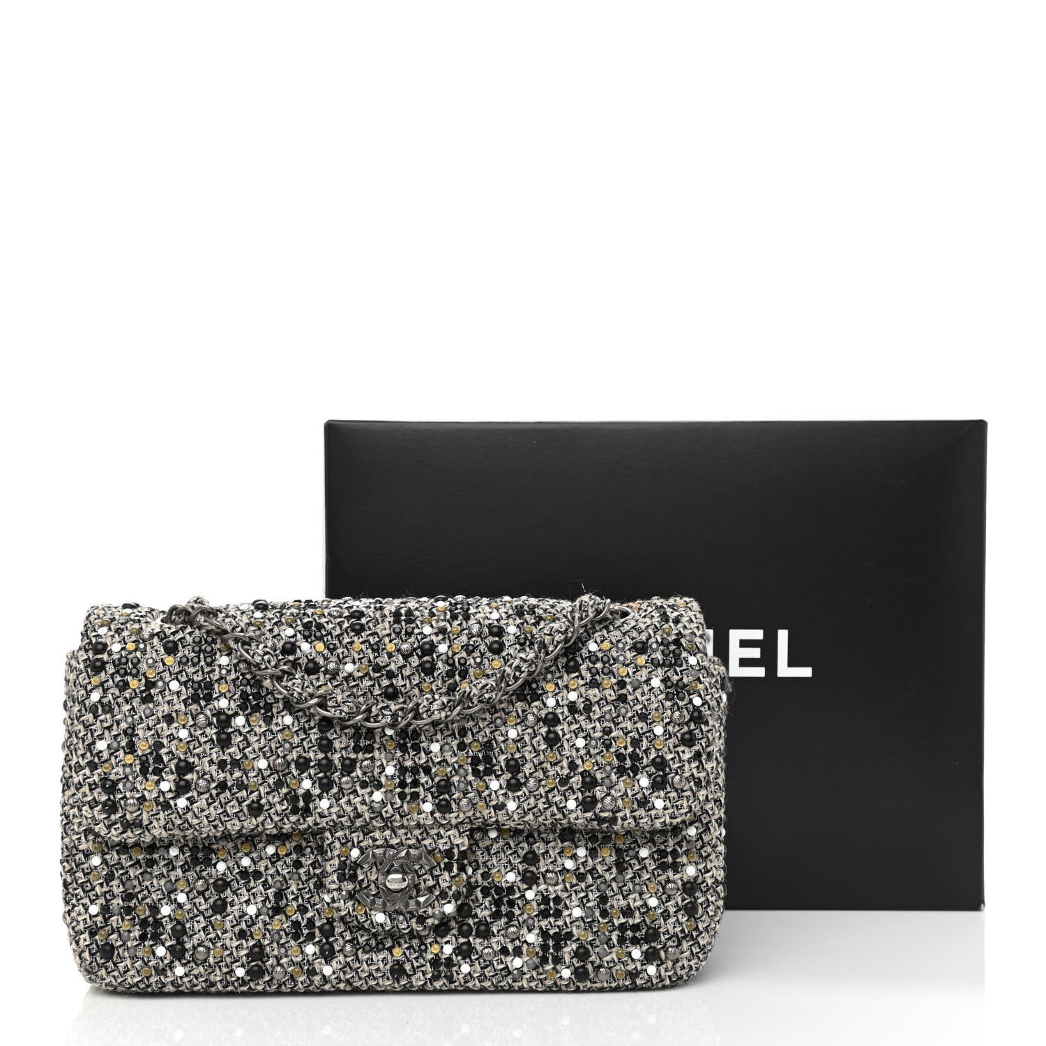 Chanel Crystal Tweed Quilted Medium Single Flap Black 15 of 15