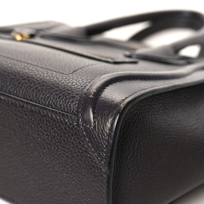 Celine Drummed Calfskin Nano Luggage Liquorice 8 of 13