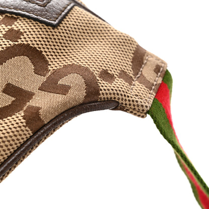 Gucci Monogram Jumbo GG Textured Dollar Calfskin Web Belt Bag Camel Ebony New Acero 12 of 12