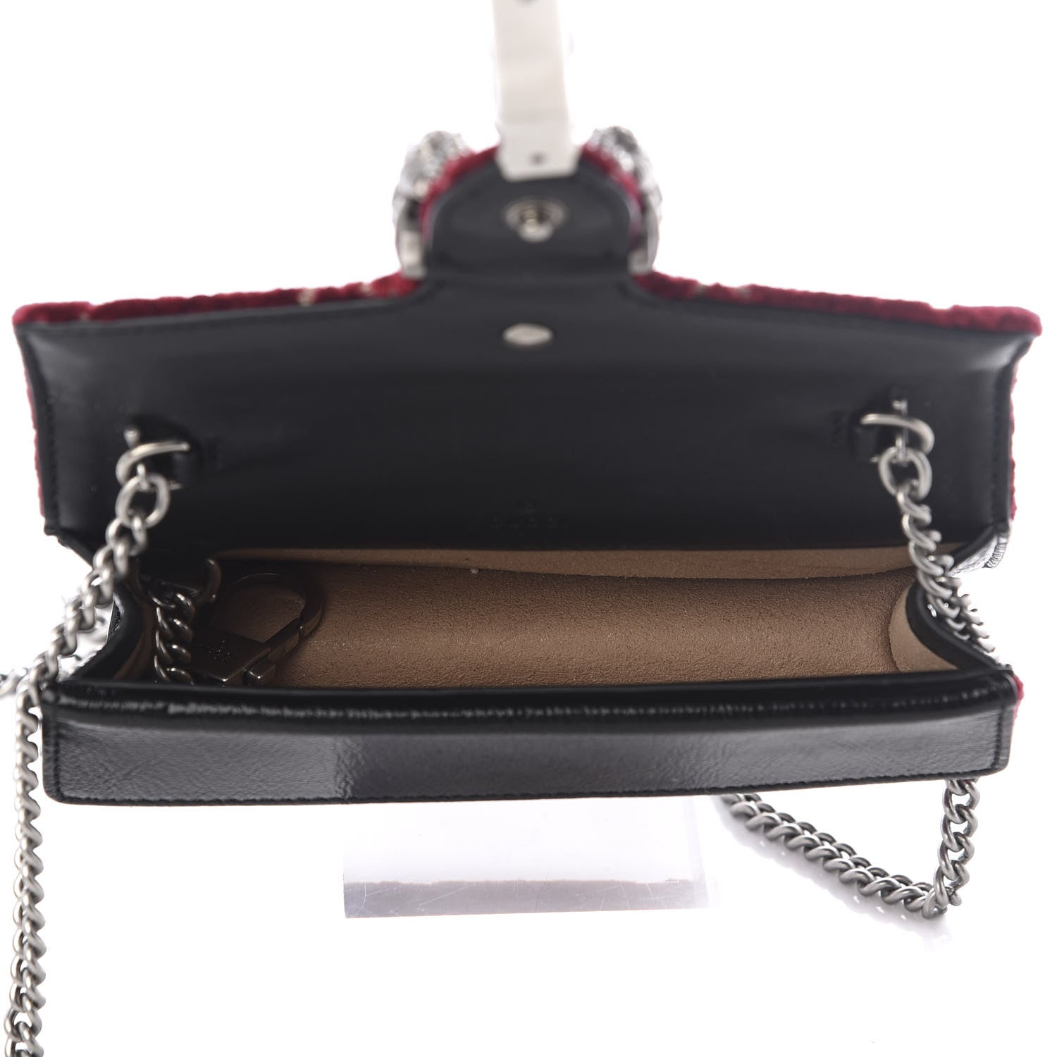 Gucci Velvet GG Monogram Super Mini Dionysus Shoulder Bag Red Cipria Black 4 of 11