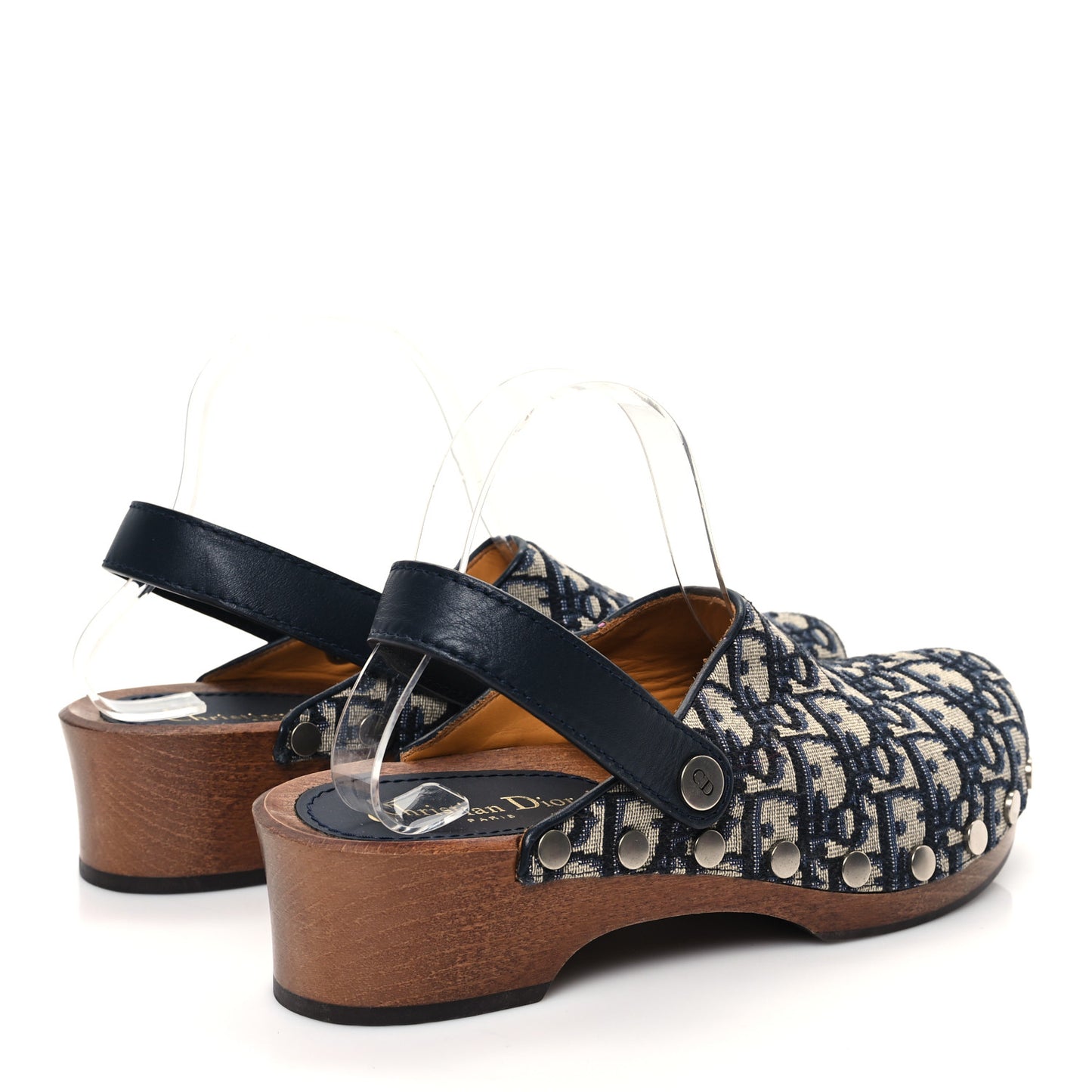 Canvas Oblique Diorquake 20mm Slingback Clogs 38 Deep Blue