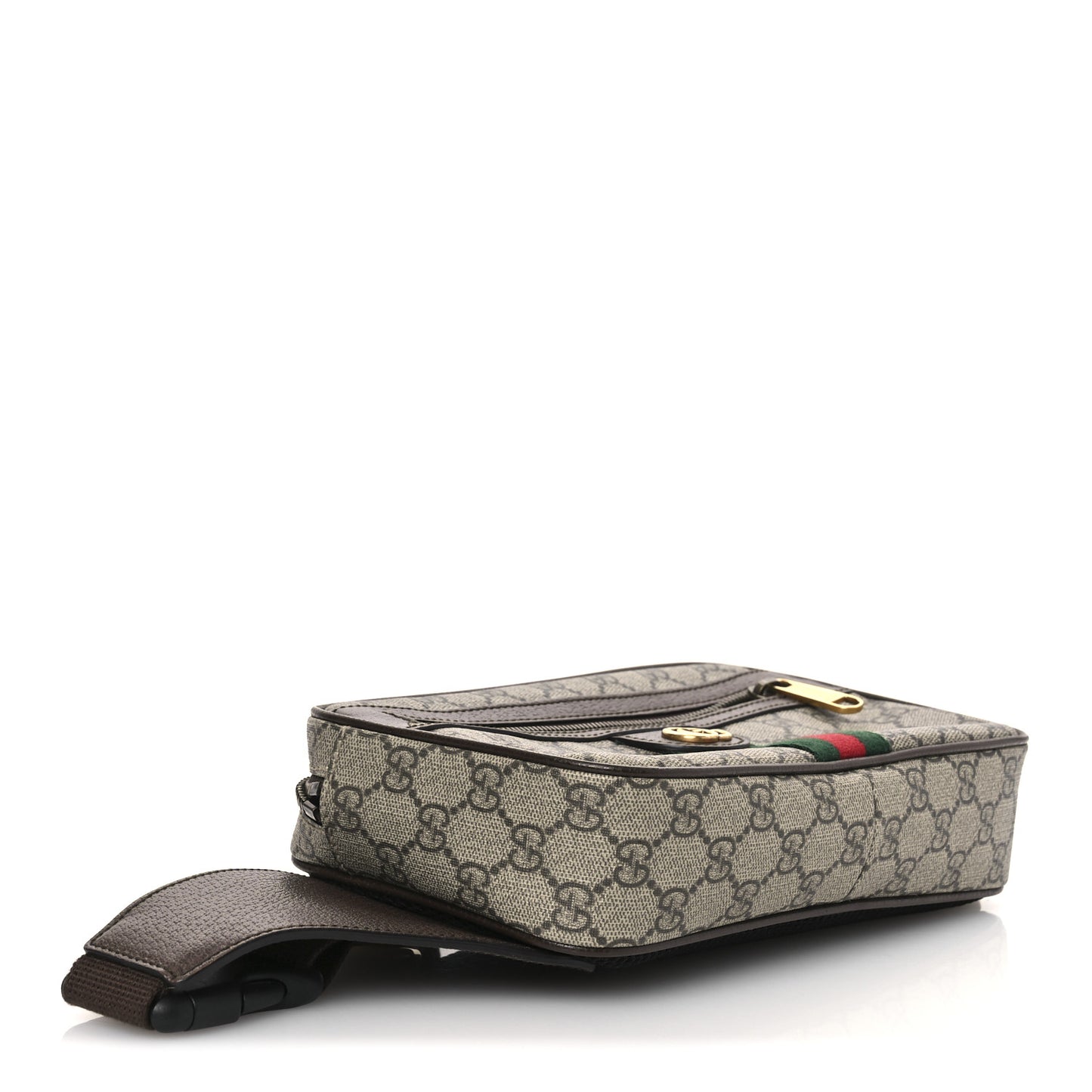 Soft GG Supreme Monogram Medium Ophidia Belt Bag Dark Brown