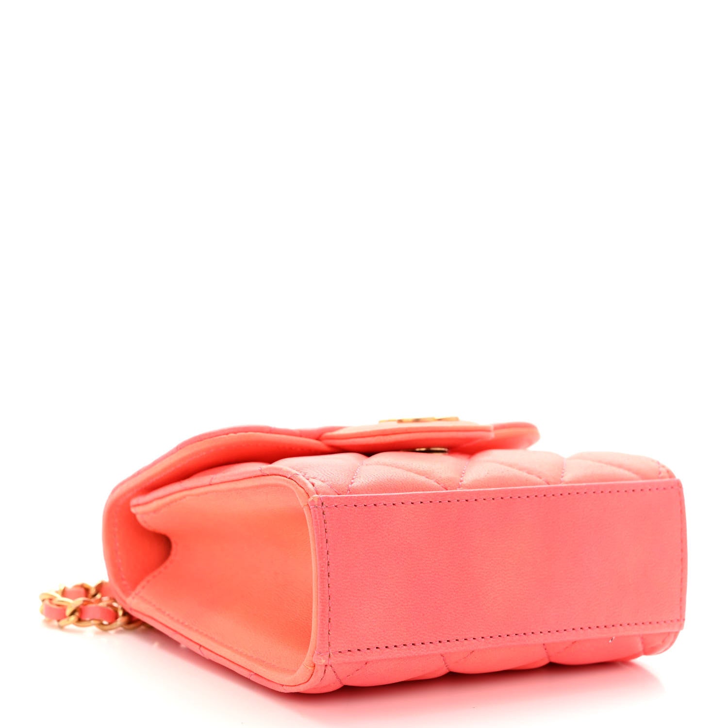Chanel Lambskin Quilted Ombre Top Handle Flap Clutch With Chain Rose 4 of 11