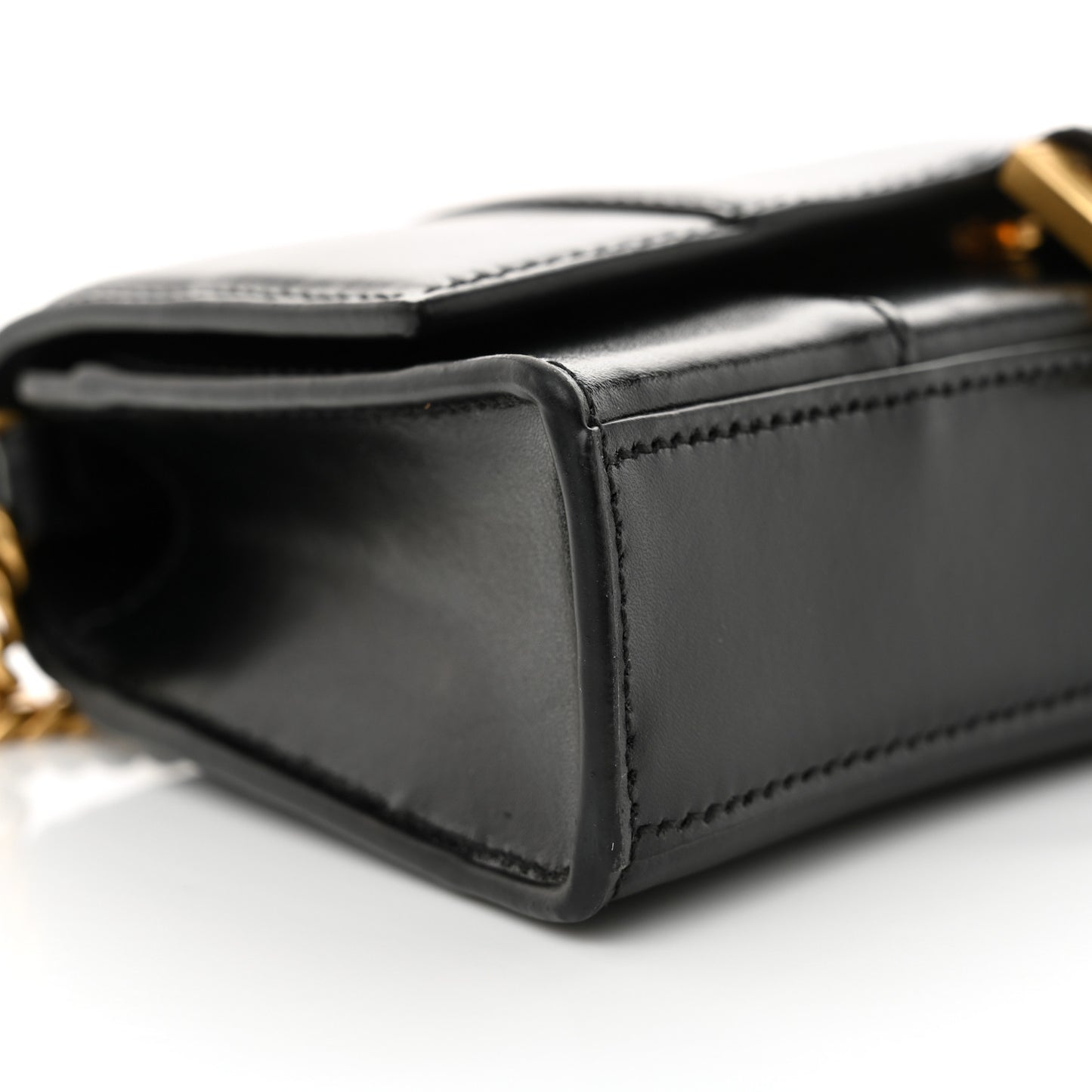 Shiny Box Calfskin Hourglass Chain Bag Black