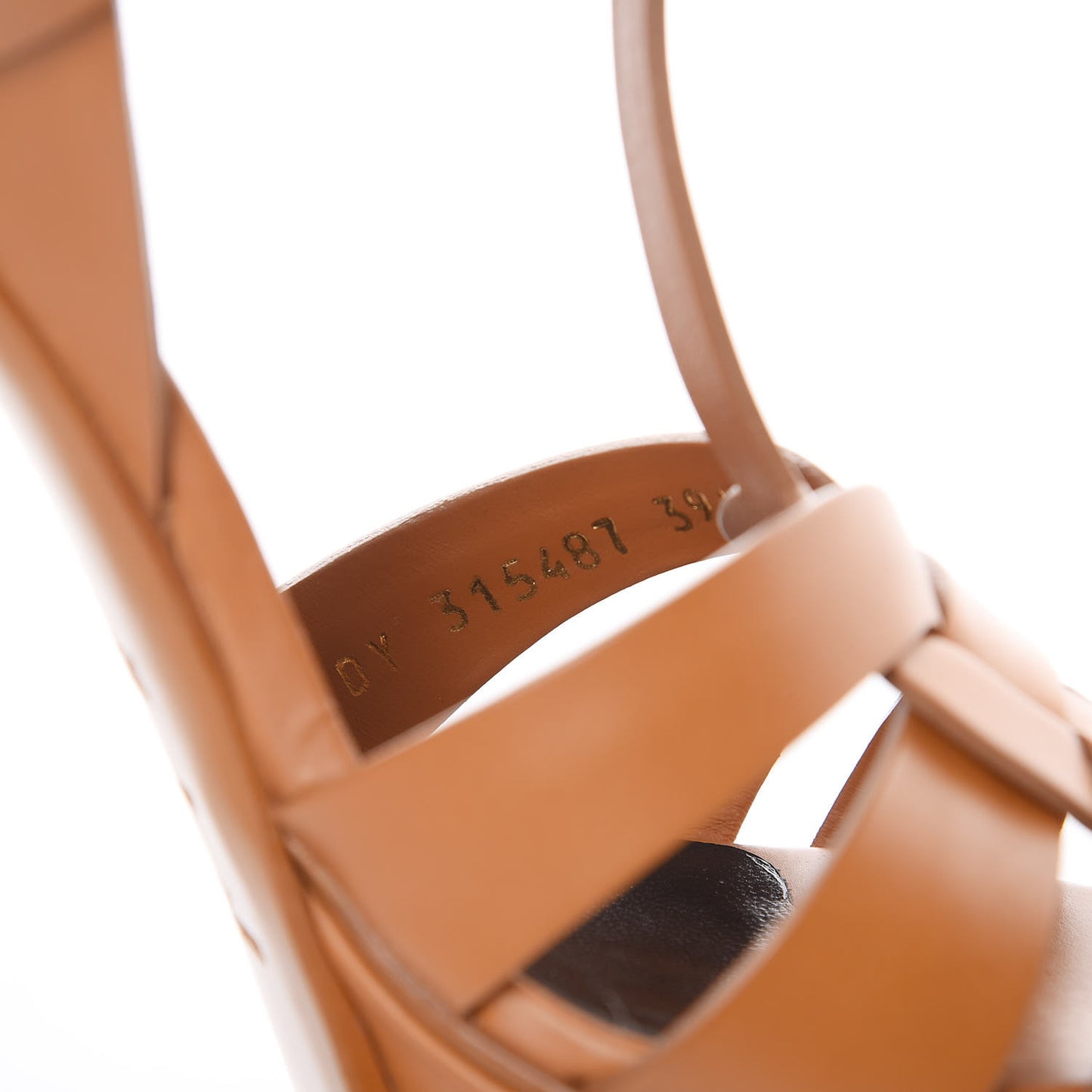 Calfskin Tribute 105 Platform Sandals 39.5 Caramel