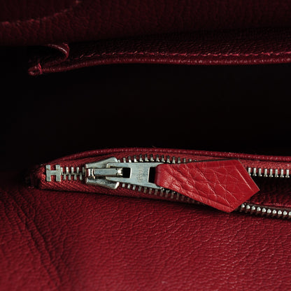 Hermes Taurillon Clemence Eclat Jypsiere 34 Marron D'Inde Rouge H 8 of 9