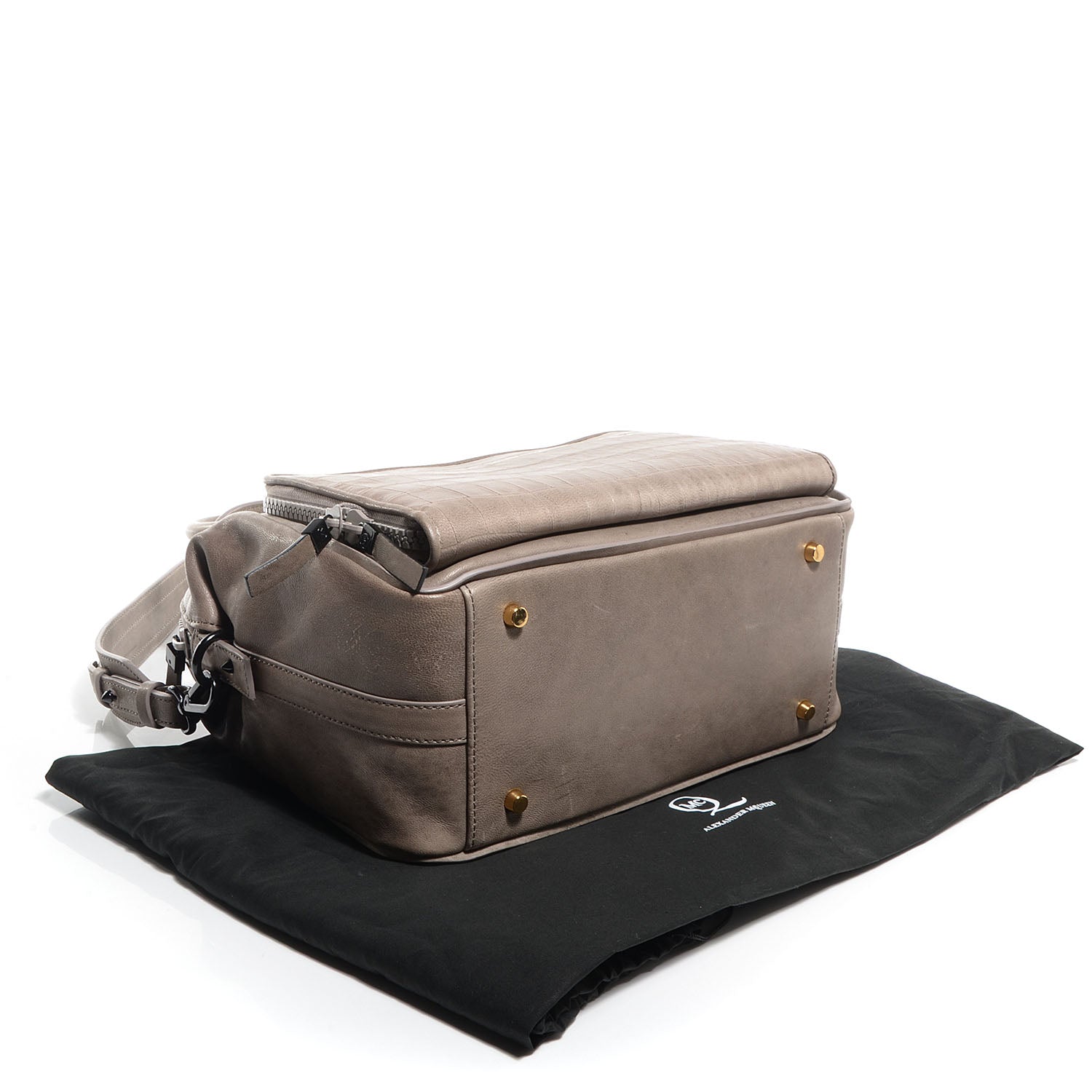 Alexander McQueen McQ Crocodile Embossed Lambskin The YT Bag Dove Grey 5 of 11
