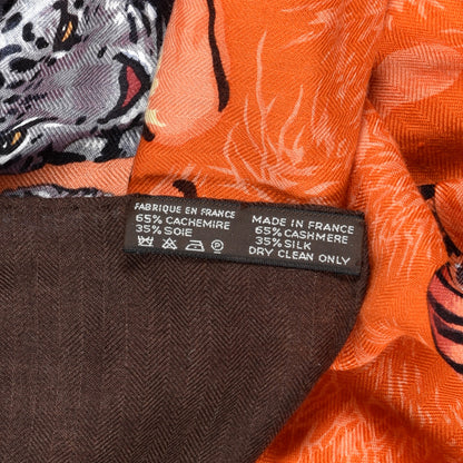 Hermes Cashmere Silk Tendresse Feline Shawl 140 5 of 5
