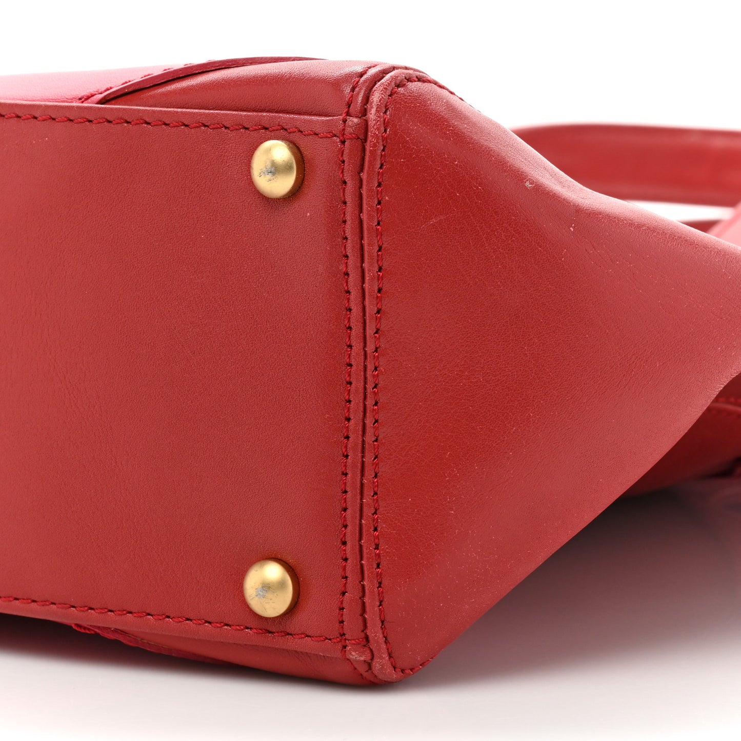 Calfskin CC Stitched Tote Red