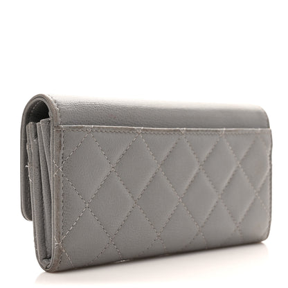 Chanel Grained Calfskin Quilted CC Box Flap Wallet Grey 3 of 9
